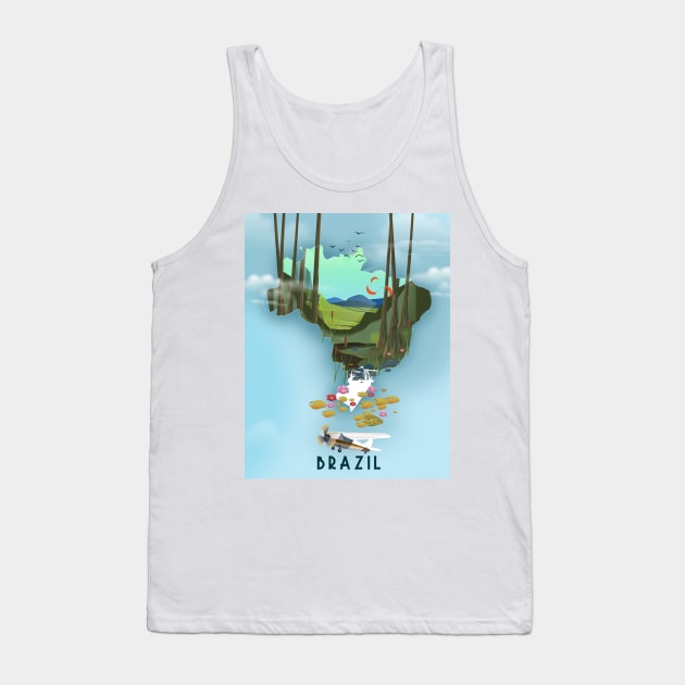 Brazil Travel poster map Tank Top by nickemporium1